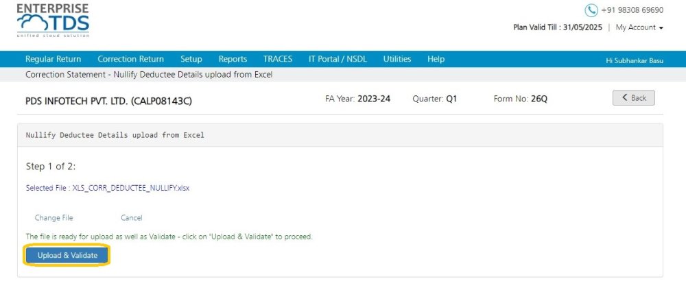 Nullify Deductee - Upload & Validate