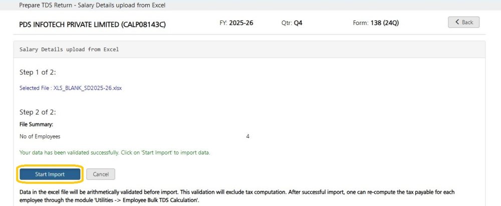 Start Import