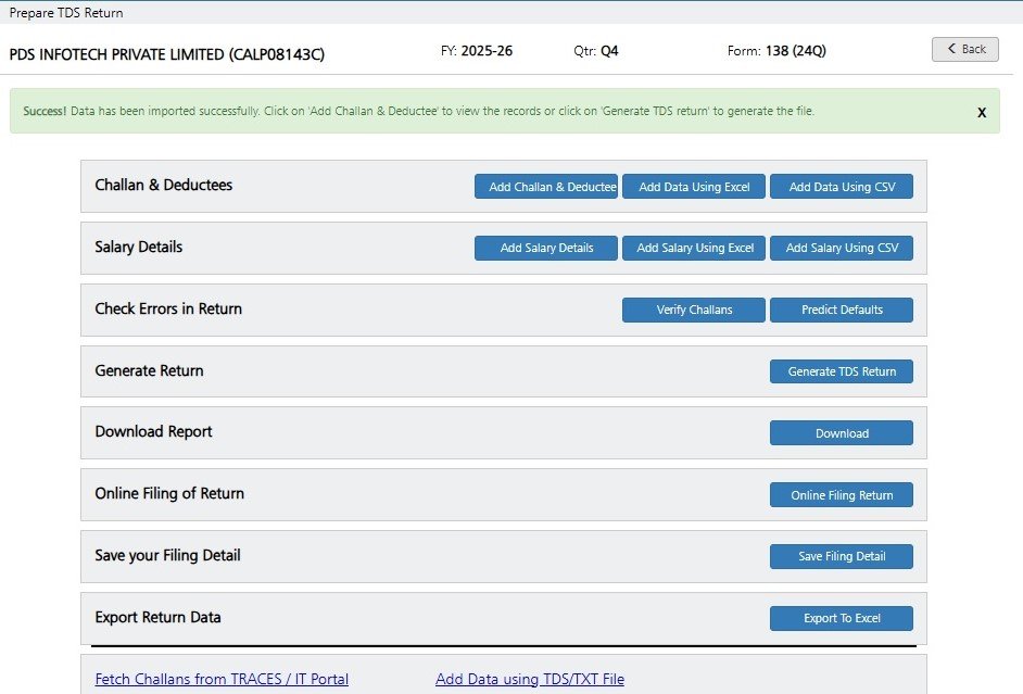 Salary Details - Excel Import Successfull Salary Details- Excel Import Successfull
