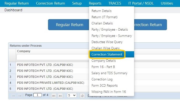 Reports - Correction Statement