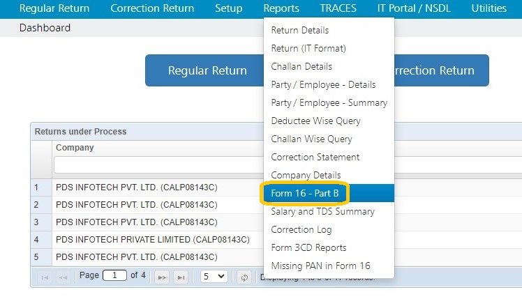 Reports - Form 16 - Part B