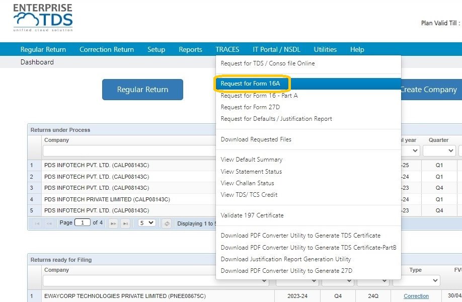 Request for Form 16A request-for-form-16-a