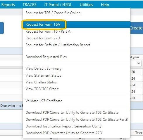 Request for Form 16A request-for-form-16-a