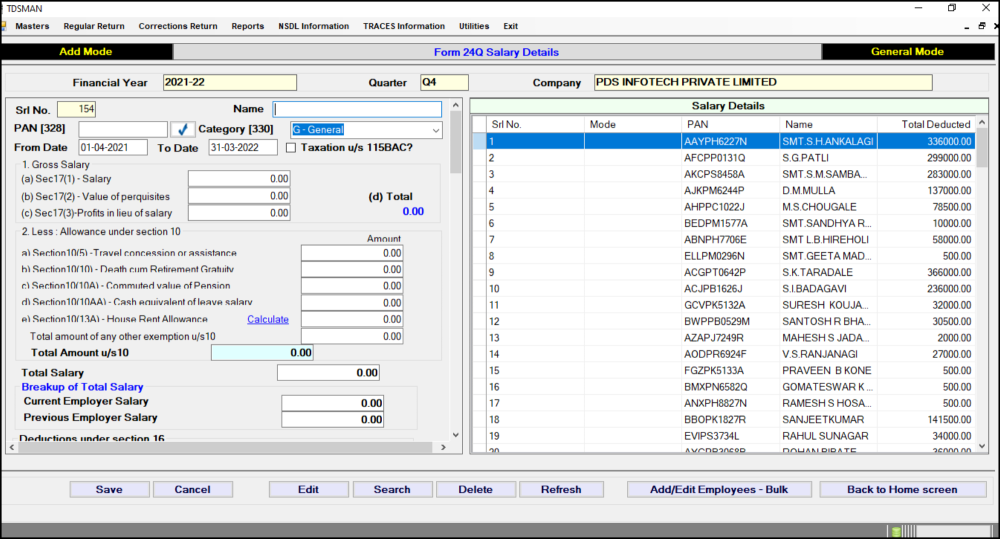 Salary Details - Add Employee