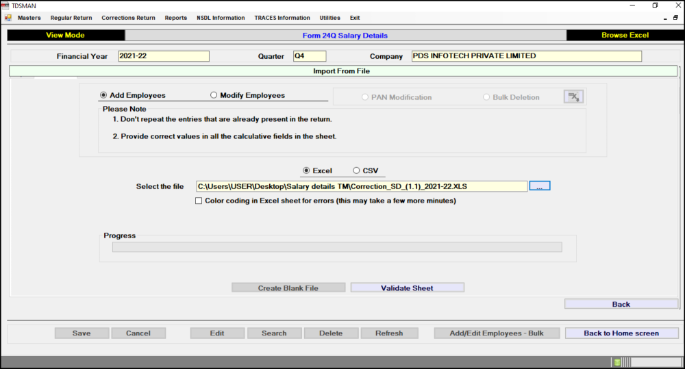 Add Employees - Validate Data