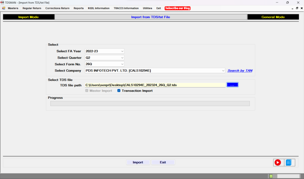 Import From TDS File - TDSMAN Ver. 14.1 - User Manual