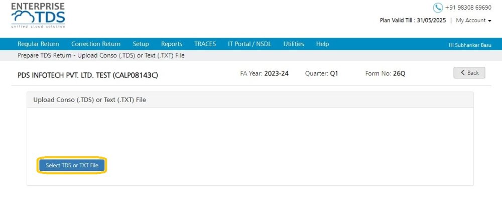 Select TDS/TXT File select tds/txt file