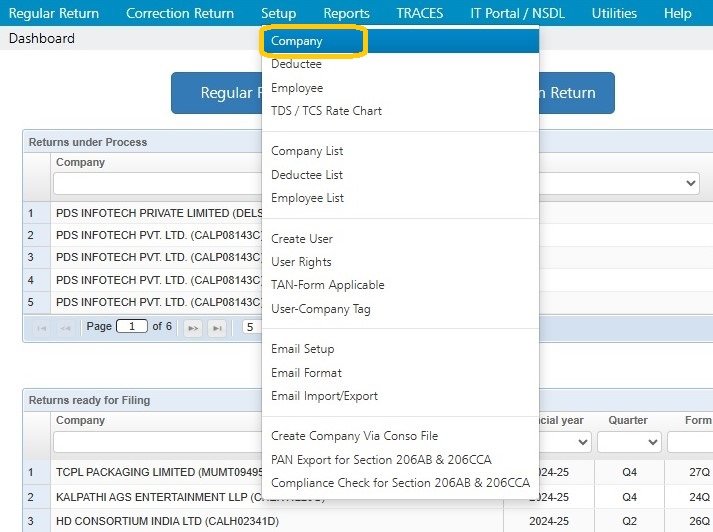 Setup - Company setup-company