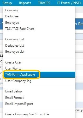 Setup -TAN-Form Applicable Setup -TAN-Form Applicable