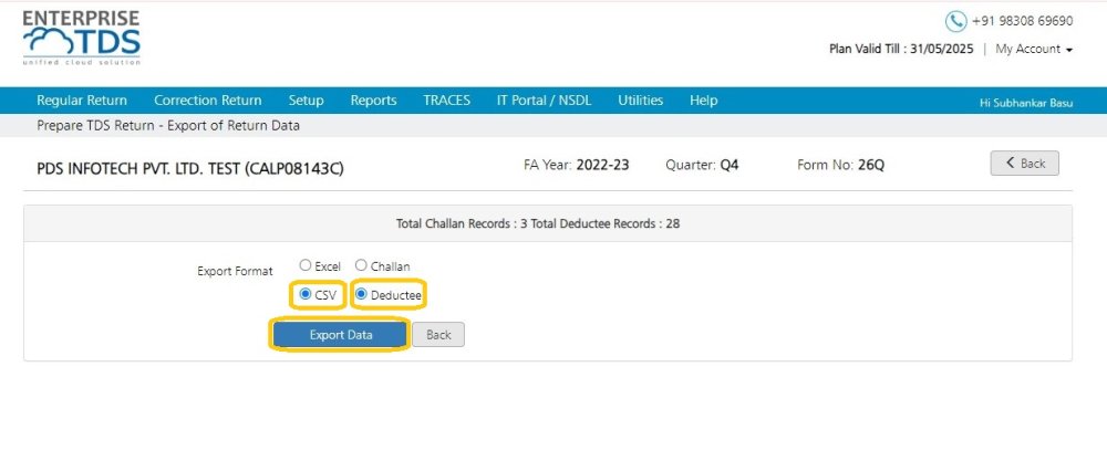 Export Return Data -CSV-Deductee export-return-data-csv-deductee