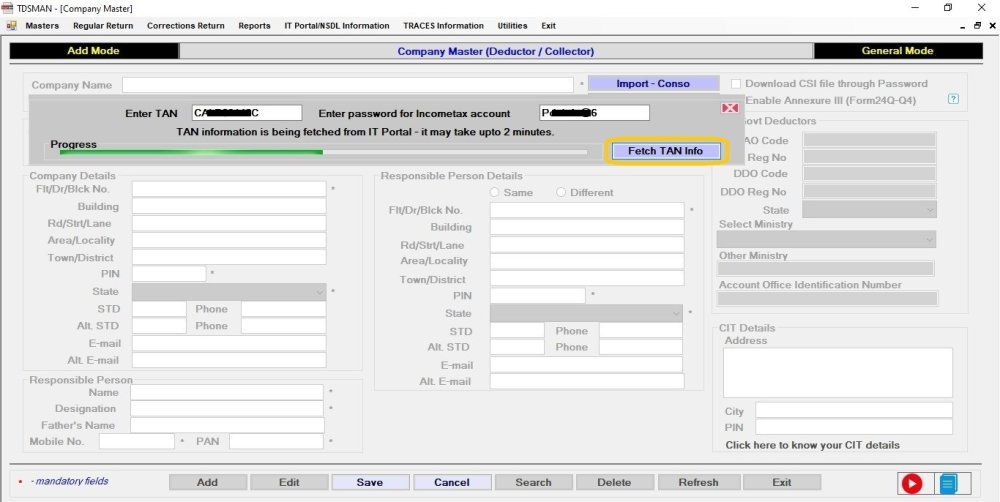 Add Company Master fetch from IT Portal 3