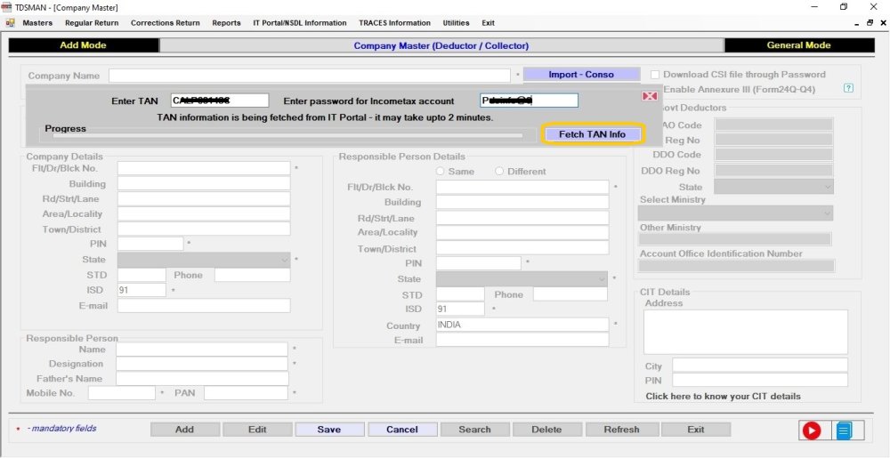 Add Company Master fetch from IT Portal 3