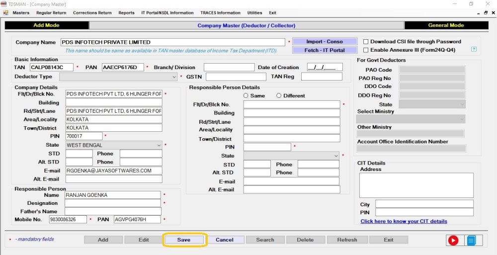 Add Company Master fetch from IT Portal 4
