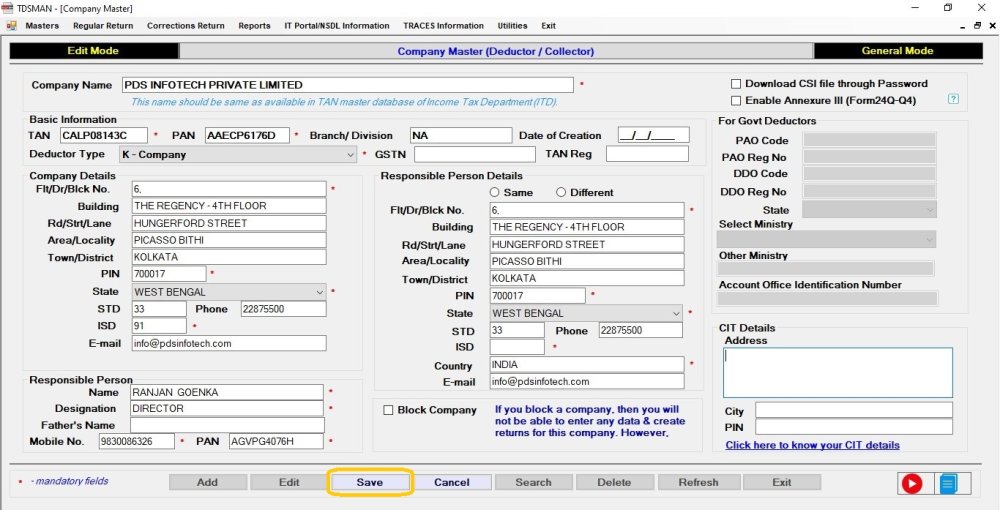 Add Company Master fetch from IT Portal 4