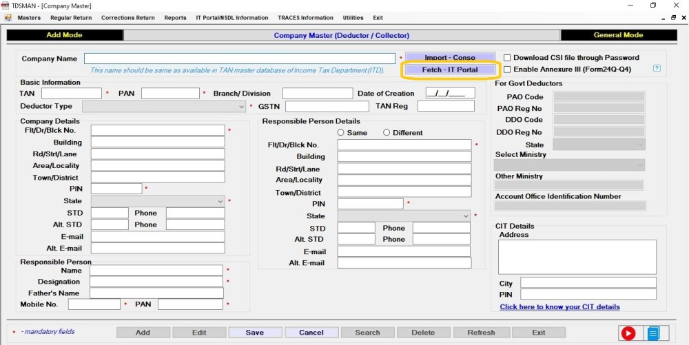 Add Company through IT portal