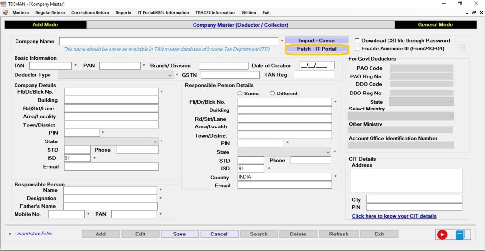 Add Company through IT portal