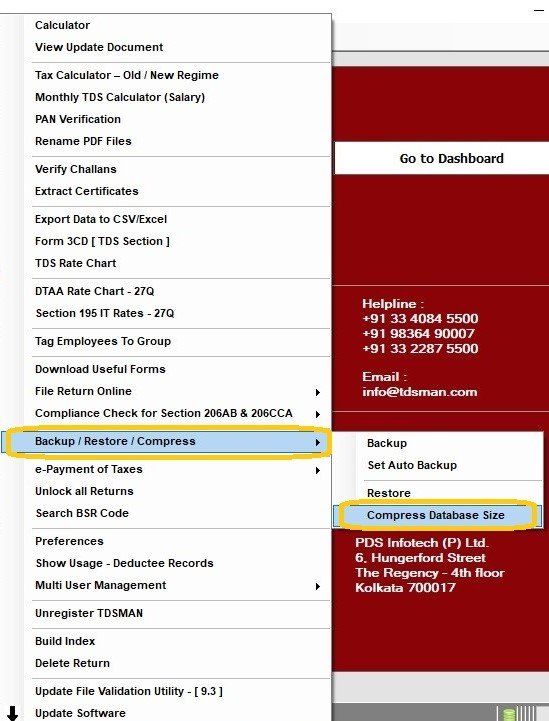 Compress Database Size