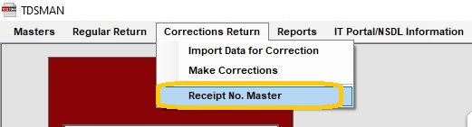 Correction Receipt No. Master
