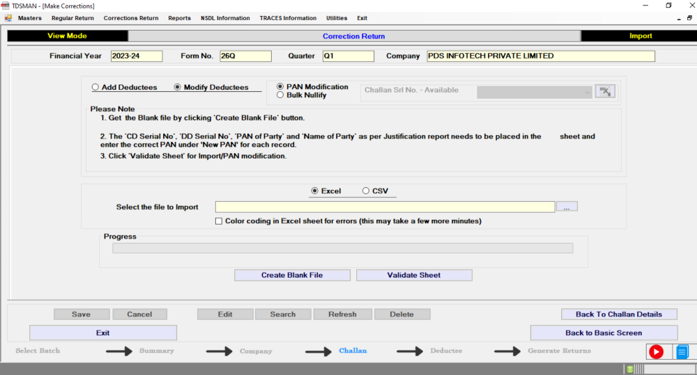 PAN Modification – Excel/CSV PAN Modification – Excel/CSV