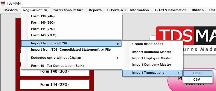 Import Transactions - Excel