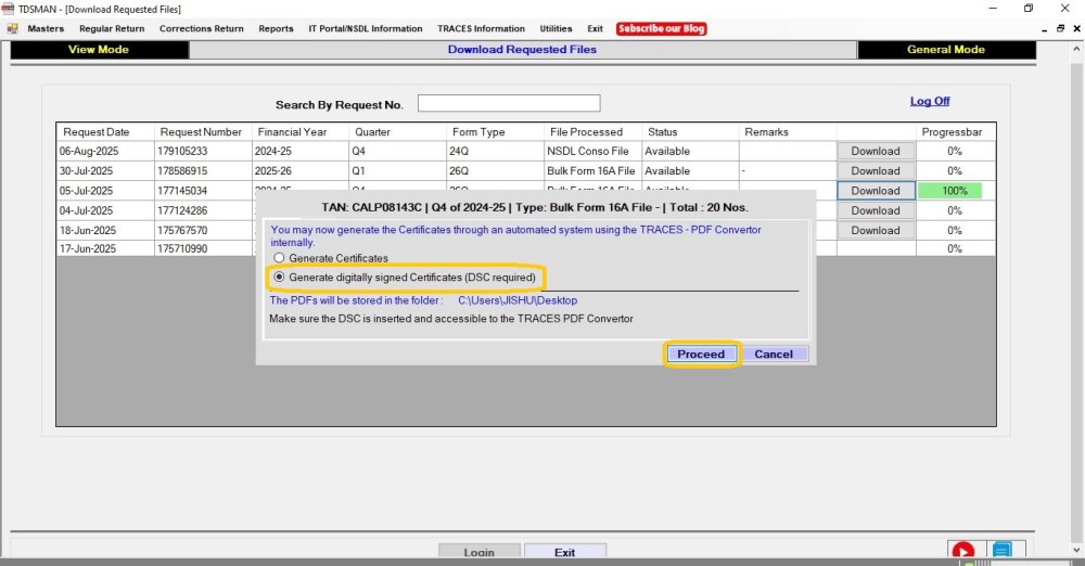 Download requested files with DSC 9