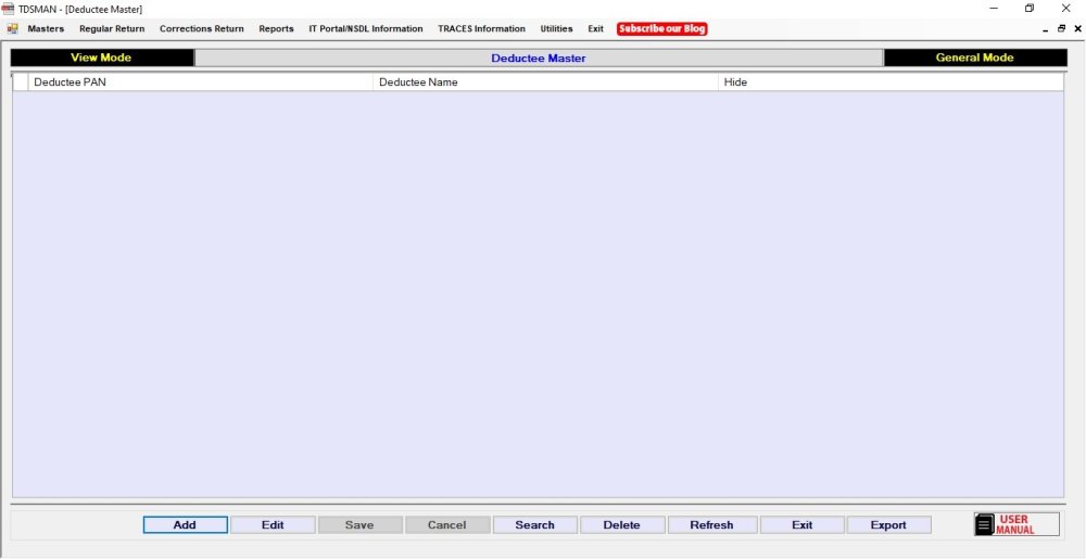 Figure 4-6 Deductee Master