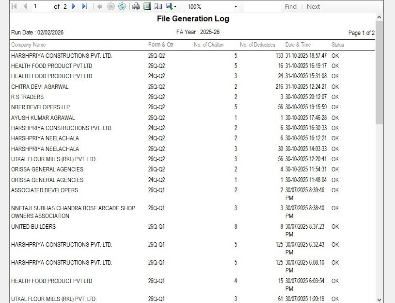 File Generation Log Report