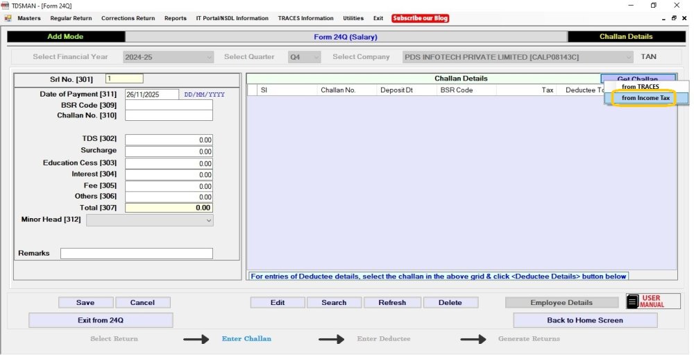 Get Challan from Income tax