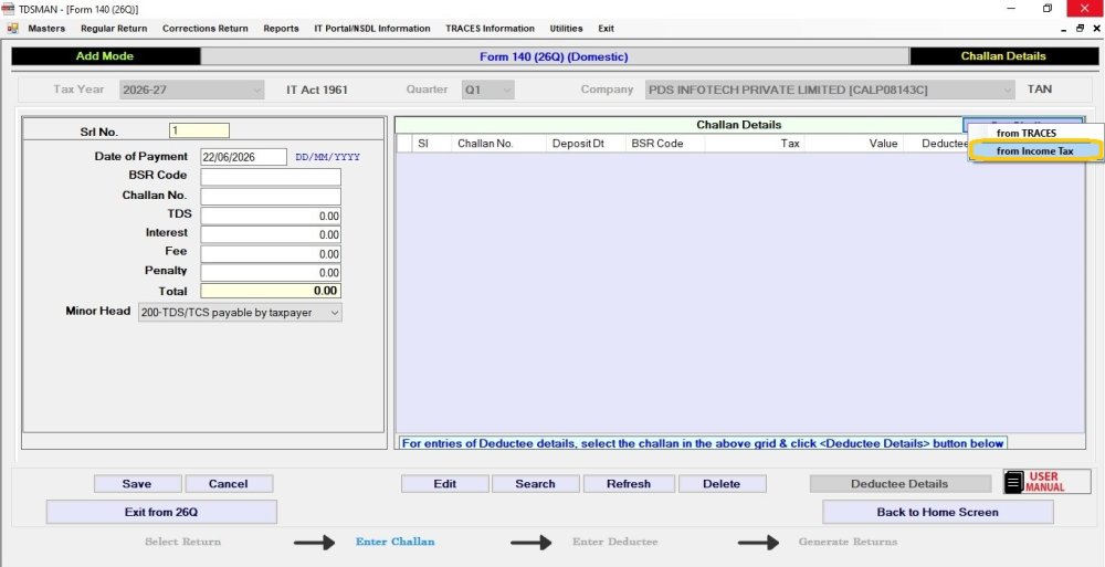Get Challan from Income tax