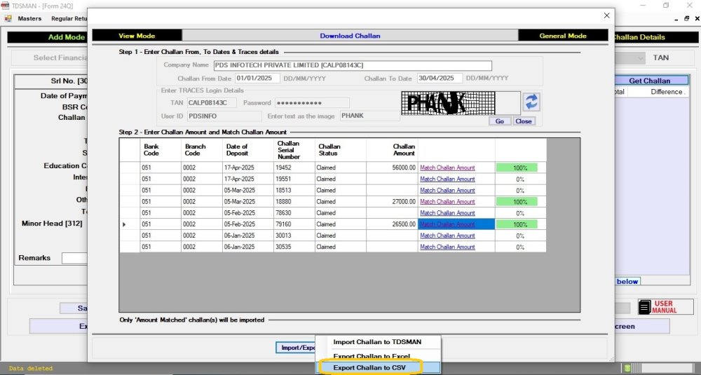 Get Challan from Traces 10