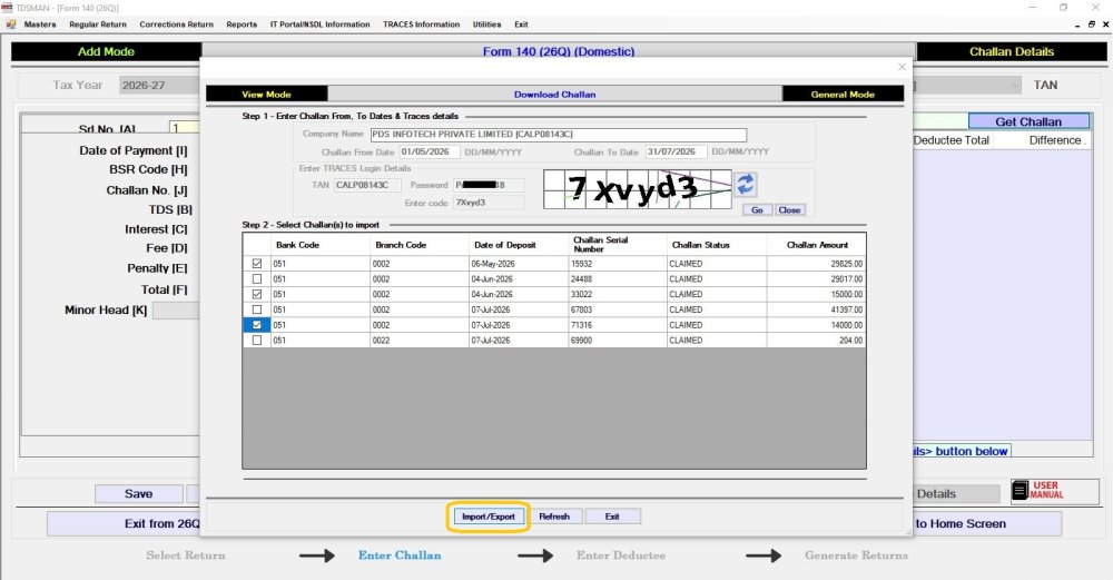 Get Challan from Traces 3