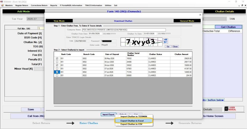 Get Challan from Traces 6