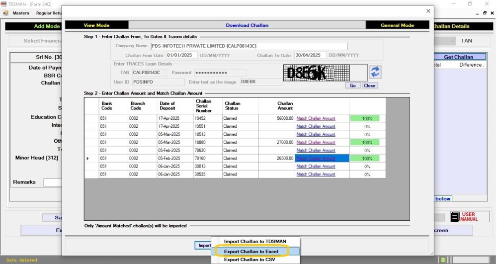 Get Challan from Traces 8