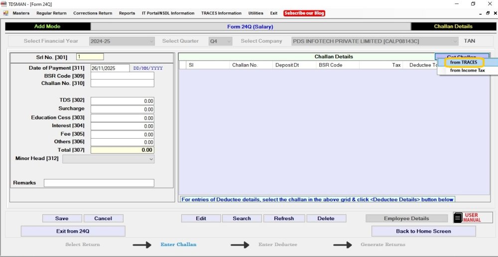 Get Challan from Traces