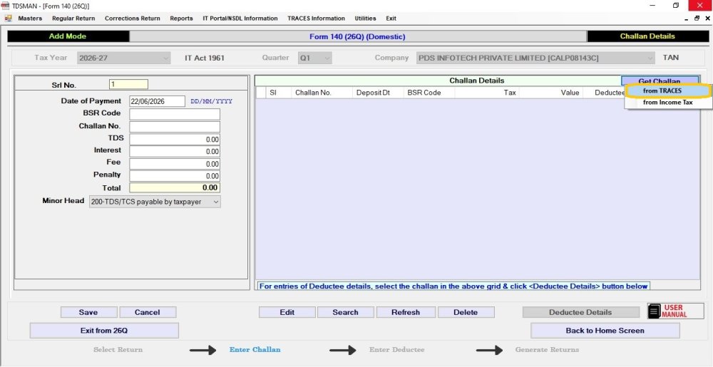 Get Challan from Traces