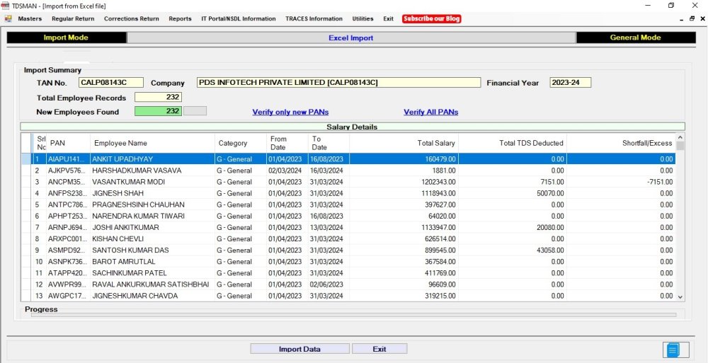 Import Data - Excel