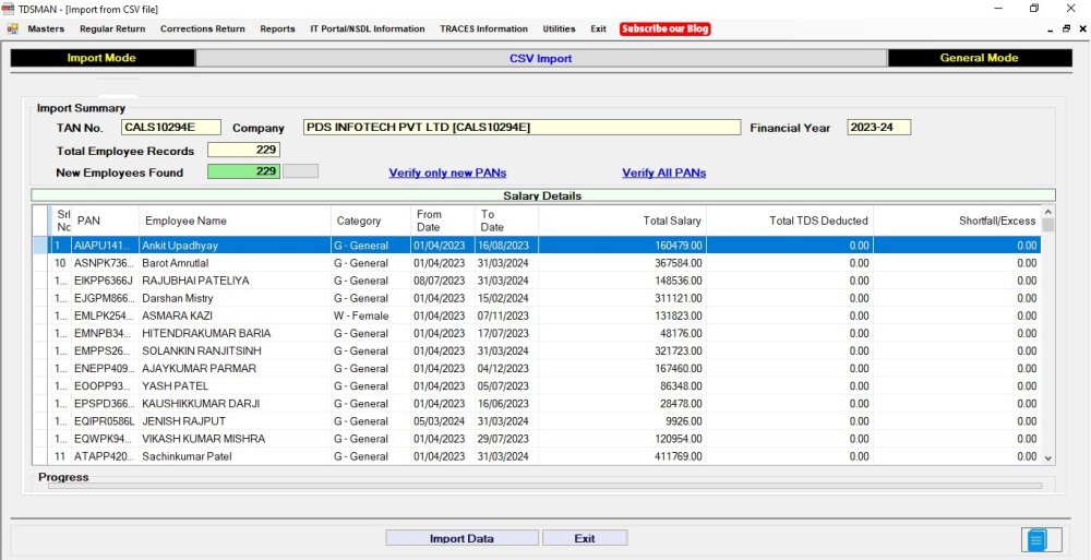 Import Data from CSV