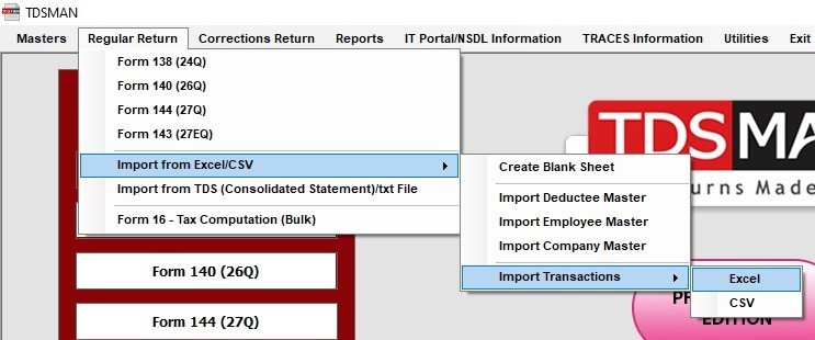 Import Transactions - Excel