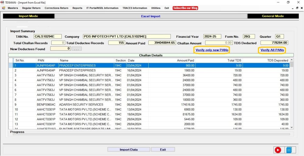 Verify All Pan /Verify New Pan