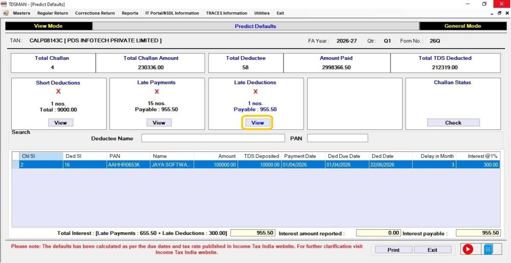 Predict Defaults - Late Deduction