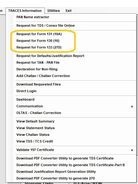 Request for Form 130 / 131 / 133