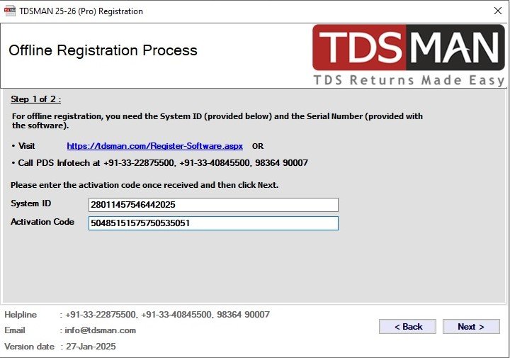 TDSMAN Offline Registration - Step 2