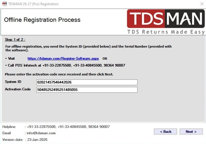 TDSMAN Offline Registration - Step 2