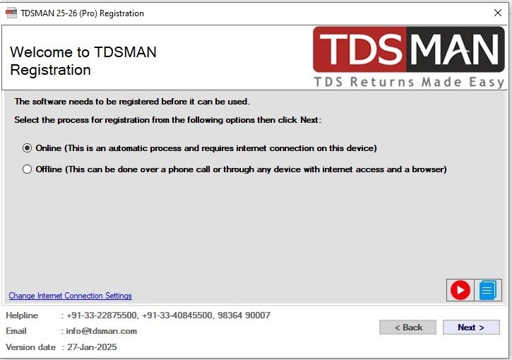 TDSMAN Registration - Step 1