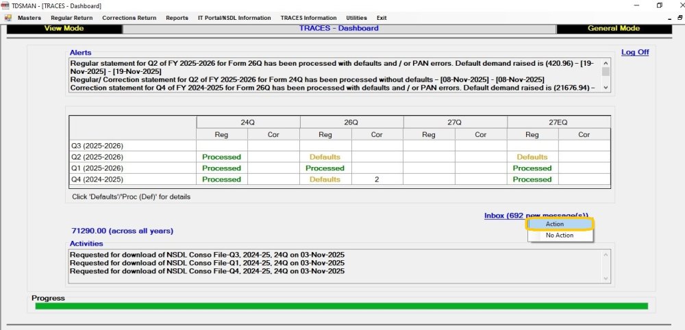 Dashboard - Inbox Action