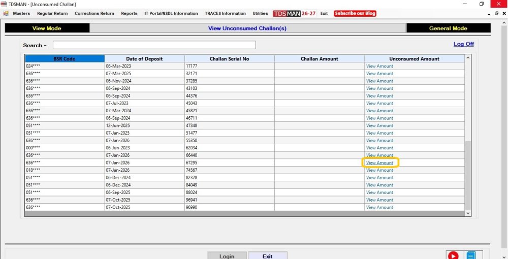 Unconsumed Challan 1