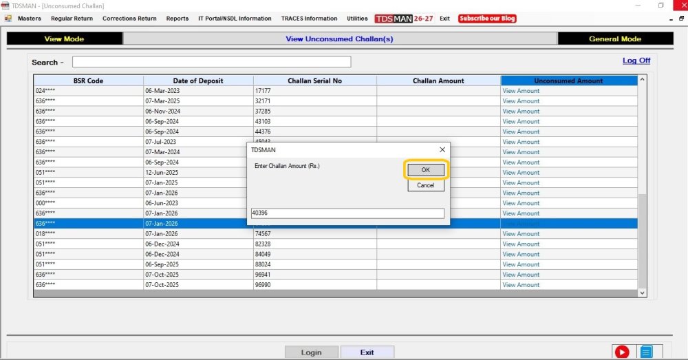 Unconsumed Challan 2