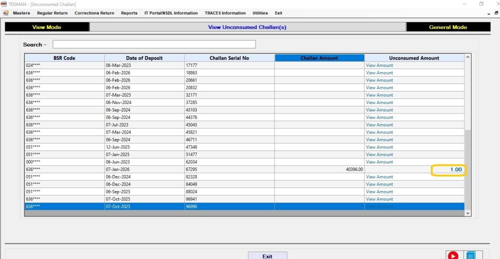 Unconsumed Challan 3
