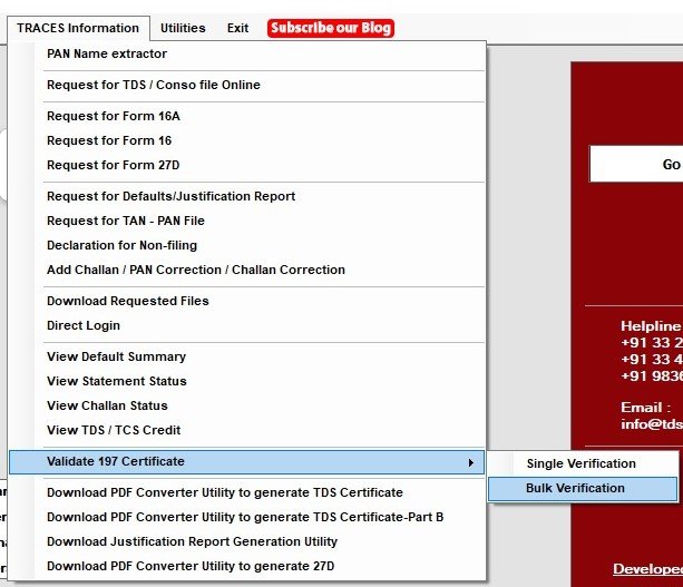 Validate 197 Certificate - Bulk