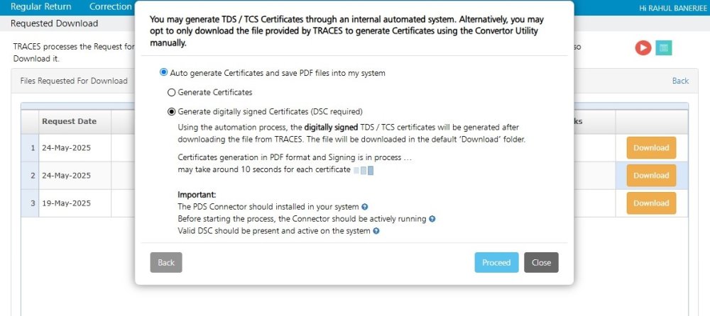 Download requested files with DSC 10